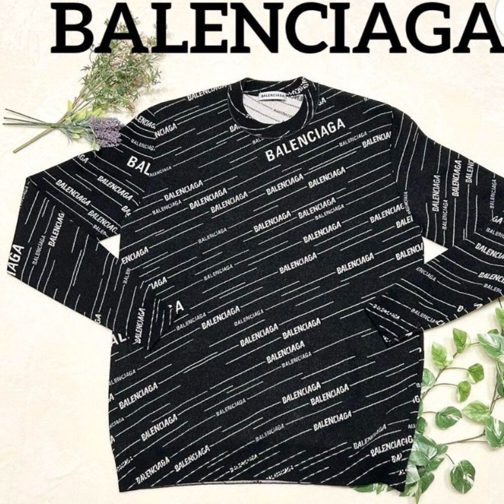 Balenciaga Black & White Logo Sweater, Size XS – Excellent Condition